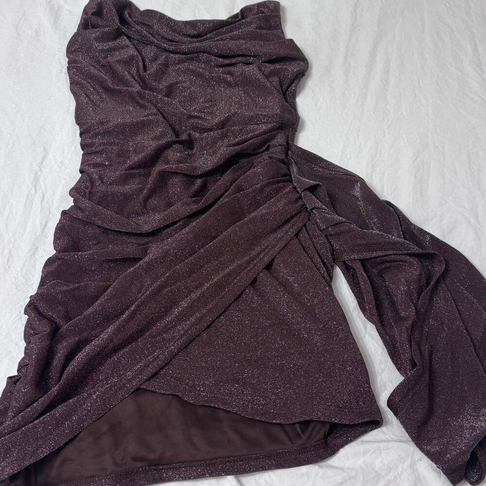 SHEIN Corset Brown Glittery Medium Women's Homecoming Strapless Mini Dress